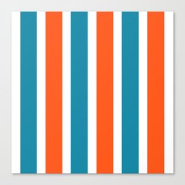 Shana - Blue Red Colourful Minimalistic Retro Stripe Art Design Pattern Canvas Print