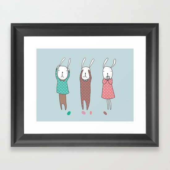 Three Wise Bunnes Framed Art Print