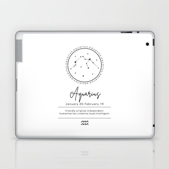 Aquarius Zodiac | Black & White Laptop & iPad Skin