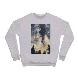 Watercolor Forest Galaxy / Circle / Night Sky / Galaxy / Stars / Sticker Crewneck Sweatshirt
