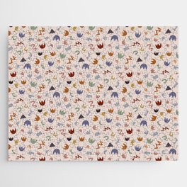 Abstract Geometric Shapes and Tulips - Subdued Autumn Earthtones Jigsaw Puzzle