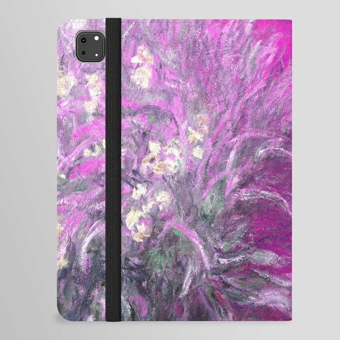 The Path through the Irises floral iris landscape painting by Claude Monet in alternate lavender pink iPad Folio Case