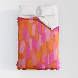 Abstract, Paint Brush Stroke, Pink and Orange  Comforter