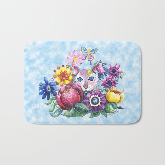 Camouflaged in a Summer Garden Bath Mat