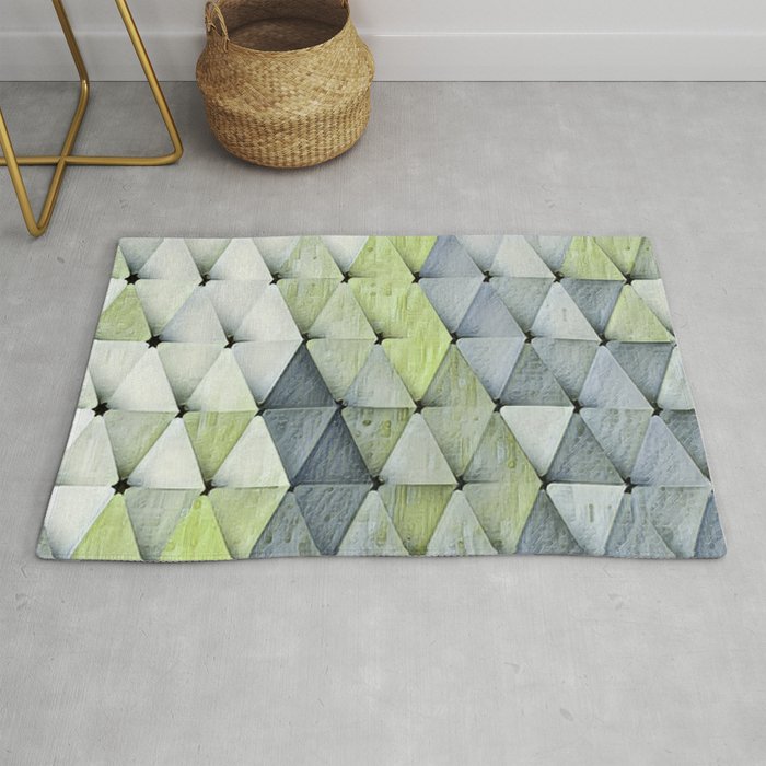 Textured Triangles Lime Gray Rug