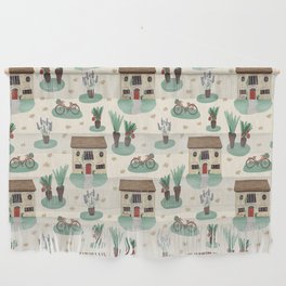 Cute Italian Houses and Floral Bicycles   Wall Hanging
