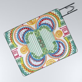 Simple Traditional Egyptian Colorful Artwork - Traditional African Egyptian Doodling - Abstract Egyptian Colorful Doodles Picnic Blanket