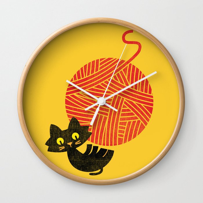Fitz - Happiness (cat and yarn) Wall Clock