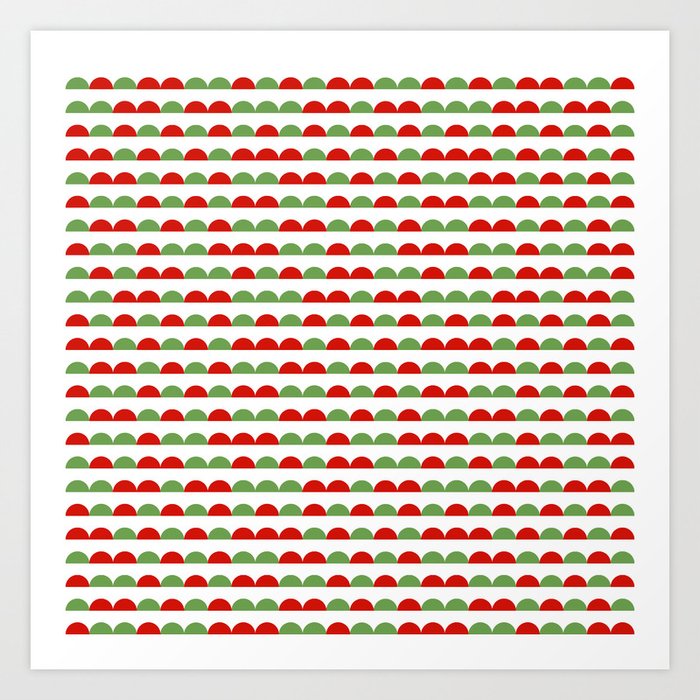 Half moon christmas minimal pattern red and green holiday festive pattern gifts Art Print