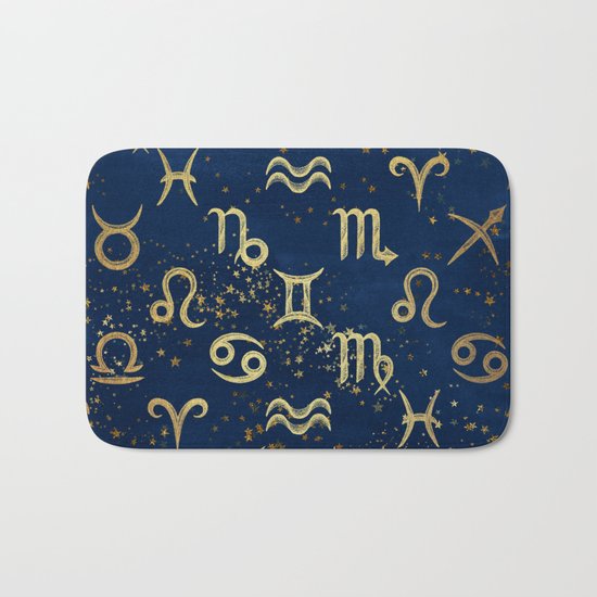Twelve Zodiac Signs Horoscope Pattern Bath Mat