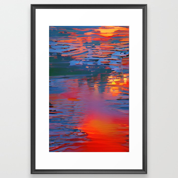 Sunset on the lagoon Framed Art Print