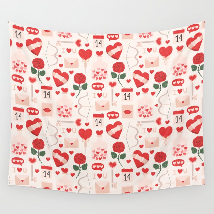 Valentine's Day Pattern Wall Tapestry