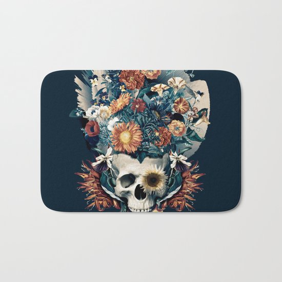 Skull and Flowers Bath Mat