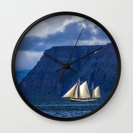 The Boat Start Sailing Wall Clock | Cliff, Photo, Sea, Sailor, Nature, Sails, Voyageur, Ocean, Scenery, Jorney 