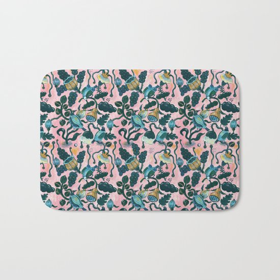 Birds on pink Bath Mat