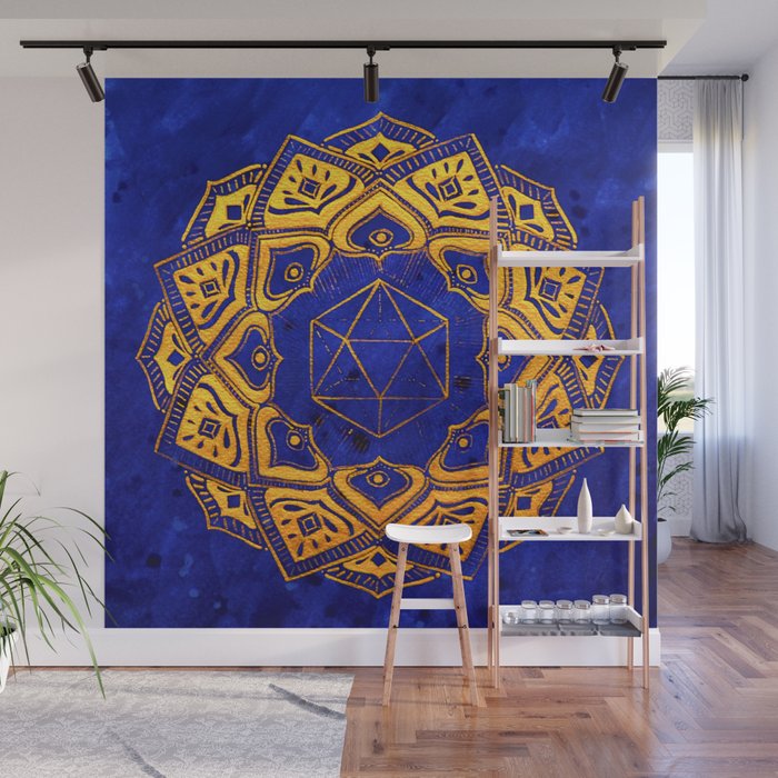 Cosahedron Sacred Geometry Watercolor Mandala Hand Painted By