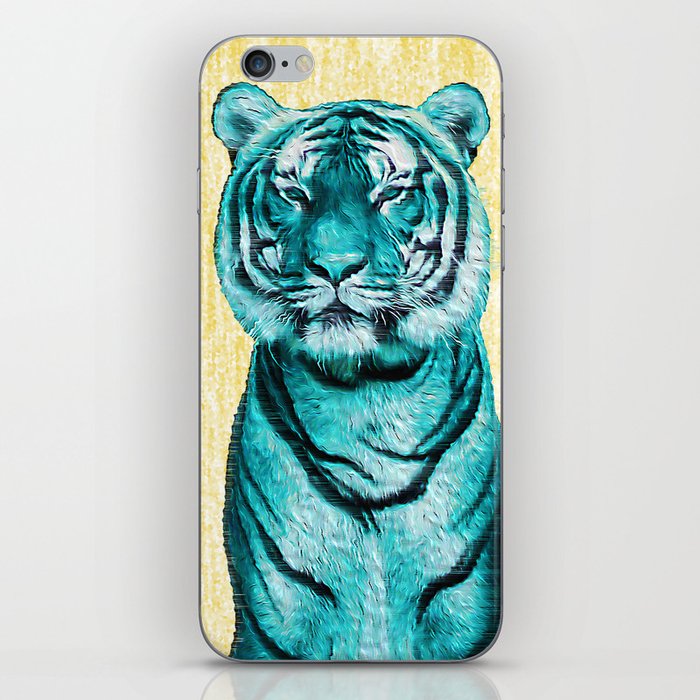 Turquoise Blue Tigers Digital Art Surreal Iphone Skin By Polliemaggoux