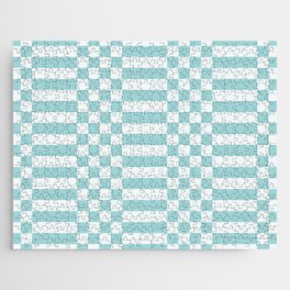 Checkered Stripes pattern blue Jigsaw Puzzle