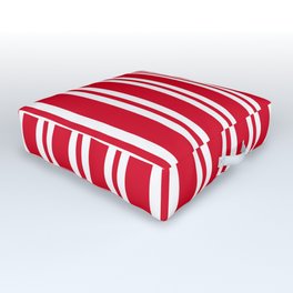 Red and White Wide Small Wide Stripes Outdoor Floor Cushion