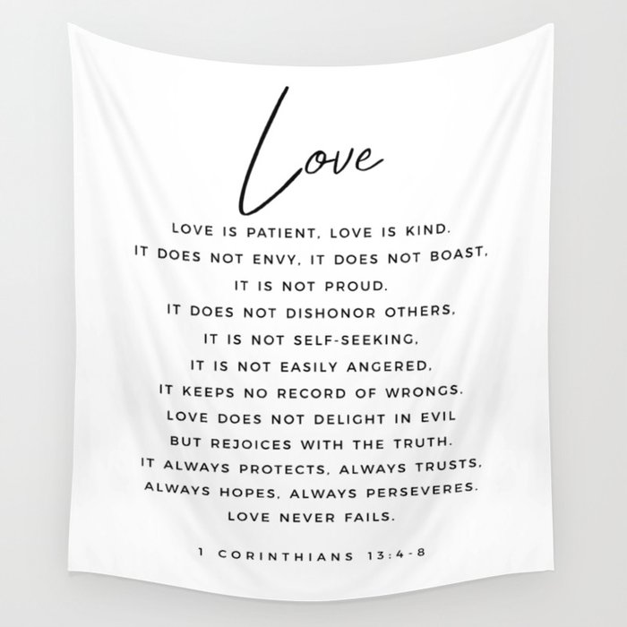 1 Corinthians 13 Love Is Patient Love Is Kind Love Never Fails Bible Verse Print Scripture Christian Wall Tapestry