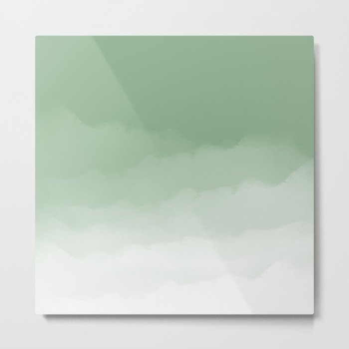 Pale Sage Green Watercolor Ombre (pale sage green/white) Metal Print
