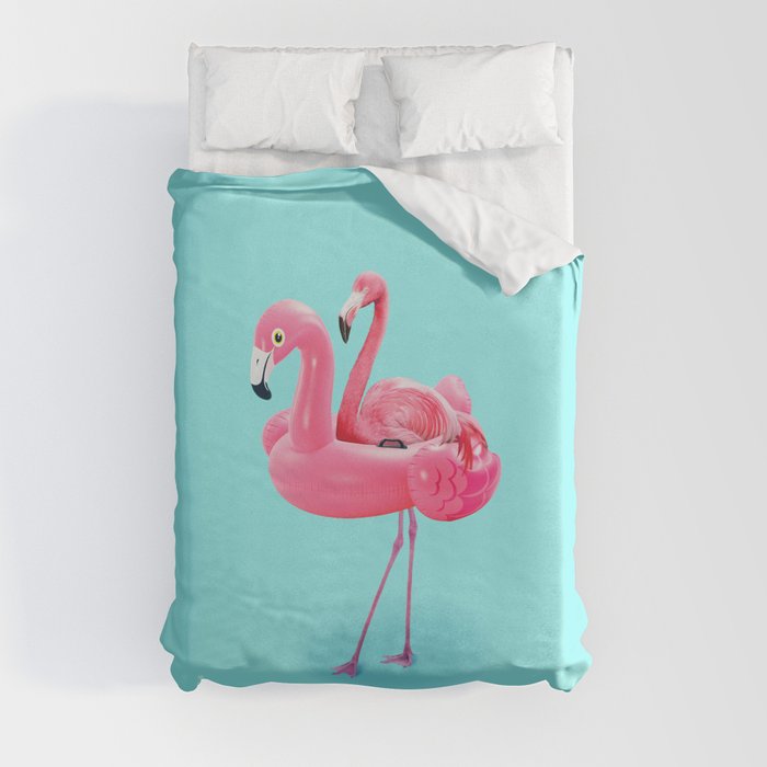 Flamingo on resort Duvet Cover