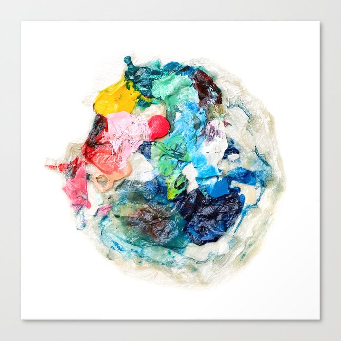 Rainbow Earth Paint Moon Love Canvas Print By Wtfineart Society6