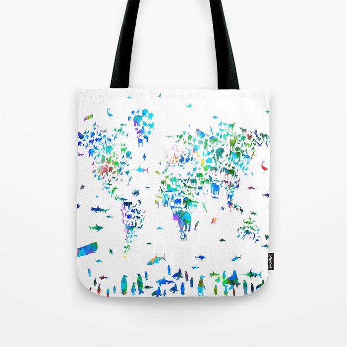 world map animals collage Tote Bag