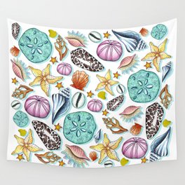 Illustrated Seashell Pattern Wall Tapestry