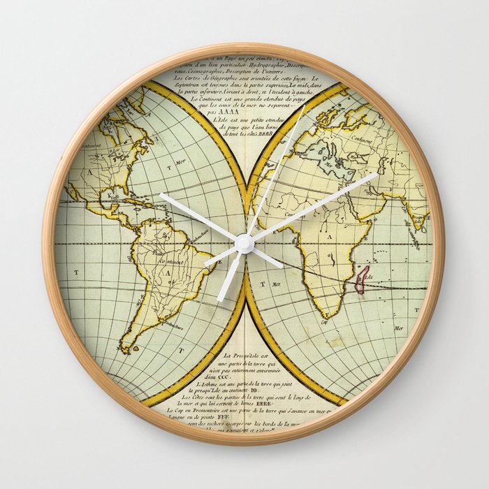 Vintage Map of The World (1787) Wall Clock
