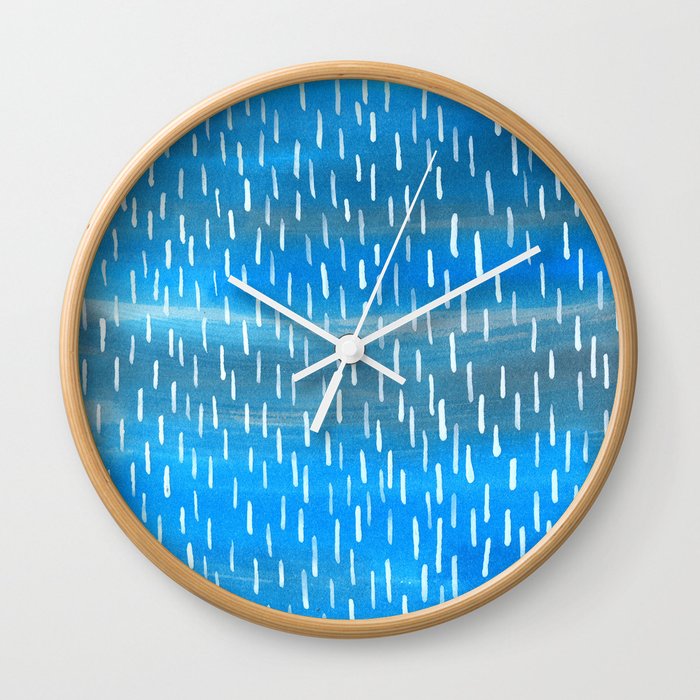 Blue Rain Wall Clock