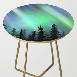 Galaxy Aurora Borealis Forest Side Table