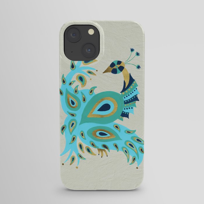 Peacock – Turquoise & Gold iPhone Case