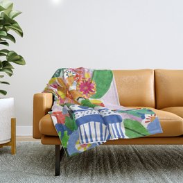 Abstract Flower Bouquet Throw Blanket