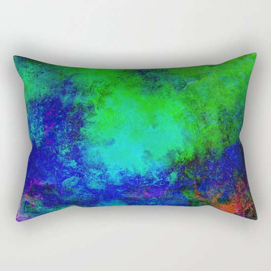 Awaken - Blue, green, abstract, textured painting Rectangular Pillow