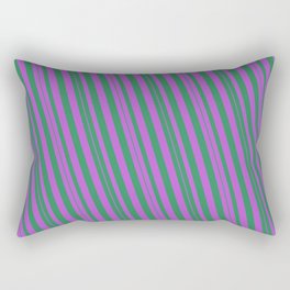 [ Thumbnail: Sea Green and Orchid Colored Stripes/Lines Pattern Rectangular Pillow ]