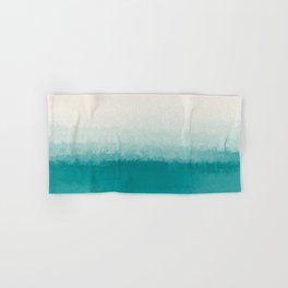 The Call of the Ocean 3 - Minimal Contemporary Abstract - White, Blue, Cyan Hand & Bath Towel