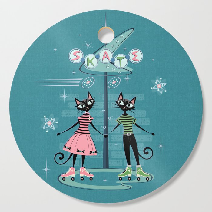 Vintage Kitty Skate Date ©studioxtine Cutting Board