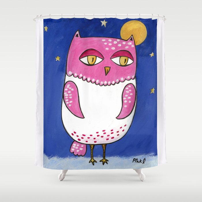 Pink Owl Shower Curtain By Pinksalmon Society6