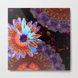 Bright Flowers 1 - Red and Blue - Sharon Cummings Metal Print | Blue, Botanical, Mandalas, Darkred, Brightflowers, Floral, Red, Lightblue, Mandala, Pattern 