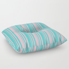 [ Thumbnail: Turquoise and Pink Colored Lines/Stripes Pattern Floor Pillow ]