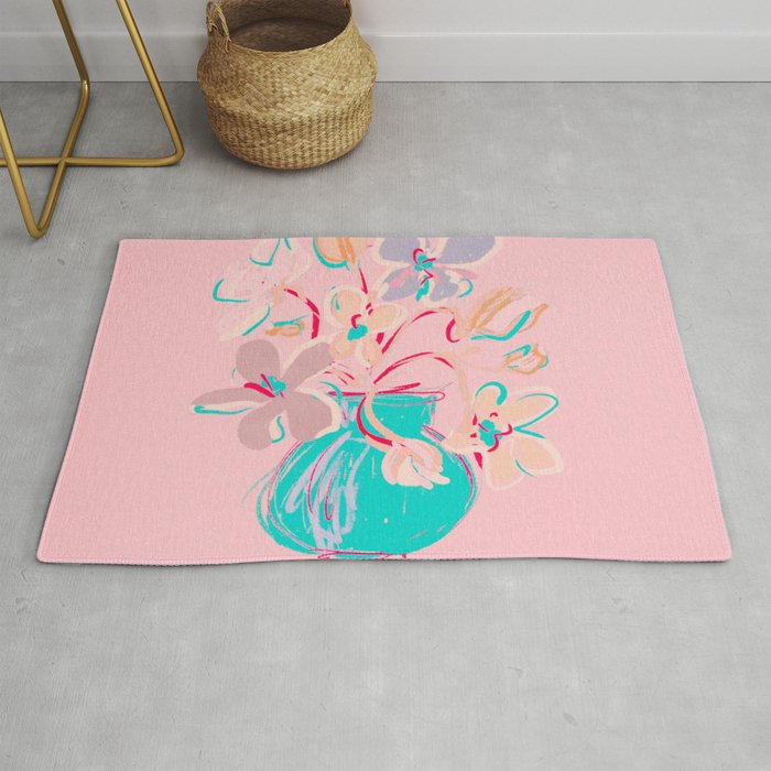 Modern abstract spring flowers  Rug