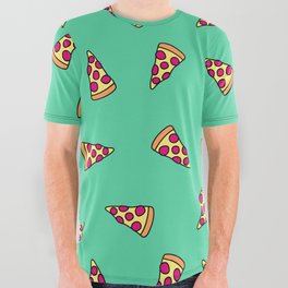 Neon Pizza Slice Pattern All Over Graphic Tee