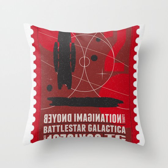 Beyond imagination: Battlestar Galactica postage stamp Throw Pillow