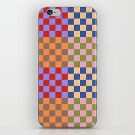 Retro pastel checker board square pattern iPhone Skin