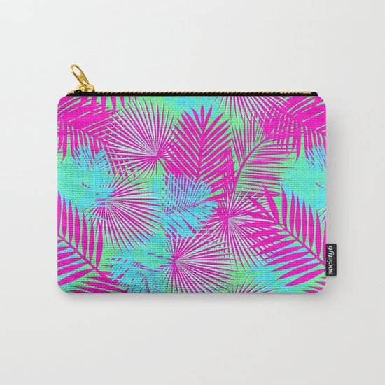 Neon Pink & Blue Tropical Print Carry-All Pouch