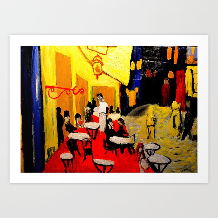 night at the cafe  Art Print