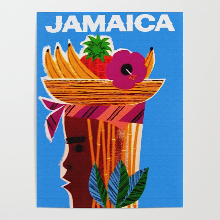 Retro Colorful Jamaica Travel Poster Poster | Drawing, Jamaica, Jamaican, Caribbean, Island, Islands, Tropics, Tropical, Ad, Ads