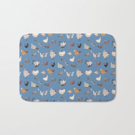 Chicken Happy Denim Blue Bath Mat