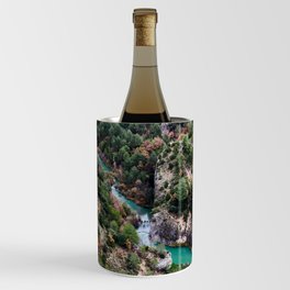 Spain Photography - Beautiful Blue River Flowing Through The Nature  Wine Chiller